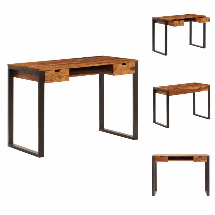 scrivania vidaXL 110 x 55 x 78 cm in legno massiccio e acciaio - Scrivanie