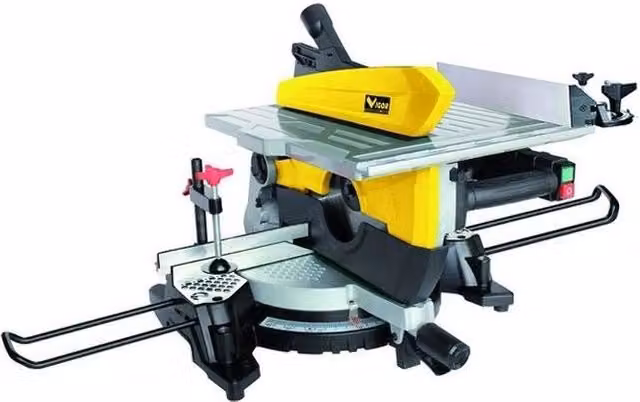 Vigour VTR-305B Troncatrice Combinata da Banco 2000 W con Lama da 305 mm e 36 Denti, Colore Nero e Giallo
