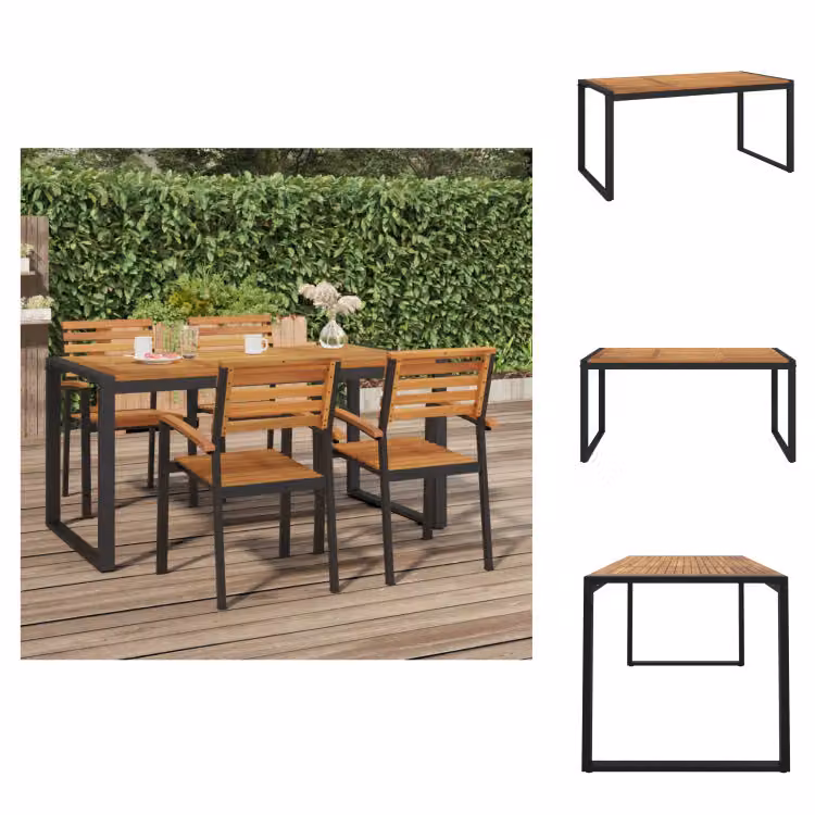 vidaXL Tavolo da giardino con gambe a forma di U 160x80x75 cm Legno massello di acacia -  Tavoli da giardino