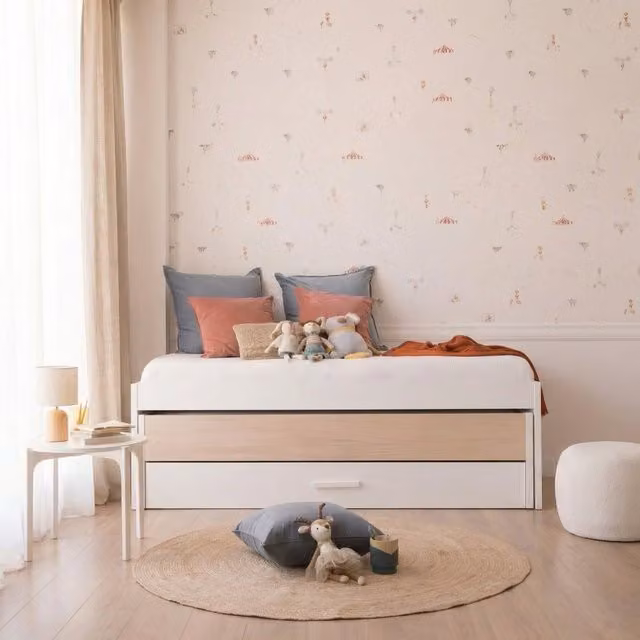 Letto Banak per bambini con contenitore e cassetti, colore bianco, per materasso 90 x 190 cm