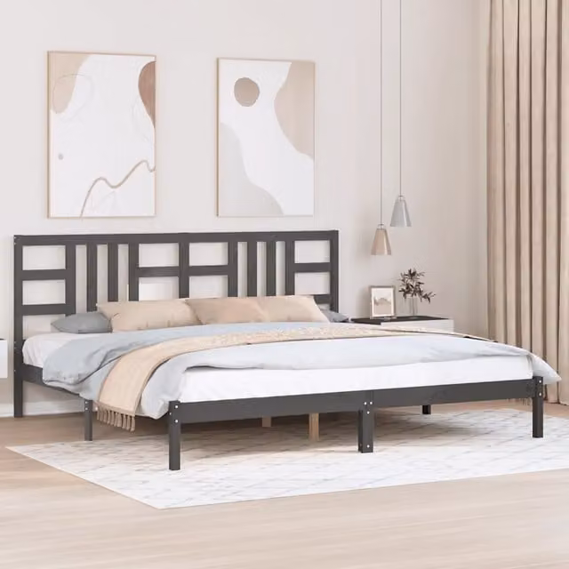 Giroletto vidaXL in legno massello di pino grigio con doghe fisse L/P/H: 200 x 200 x 31 cm – 1