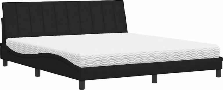 Letto con Materasso Hanko Nero 180x200 cm in Tessuto