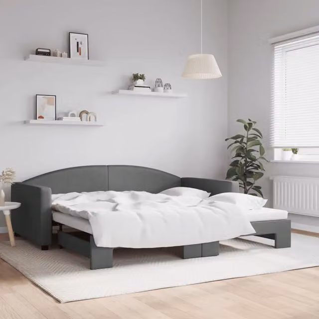 Divano Letto Moderno vidaXL con Letto Estraibile in Tessuto Grigio L: 223 cm, P: 110 cm, H: 75 cm