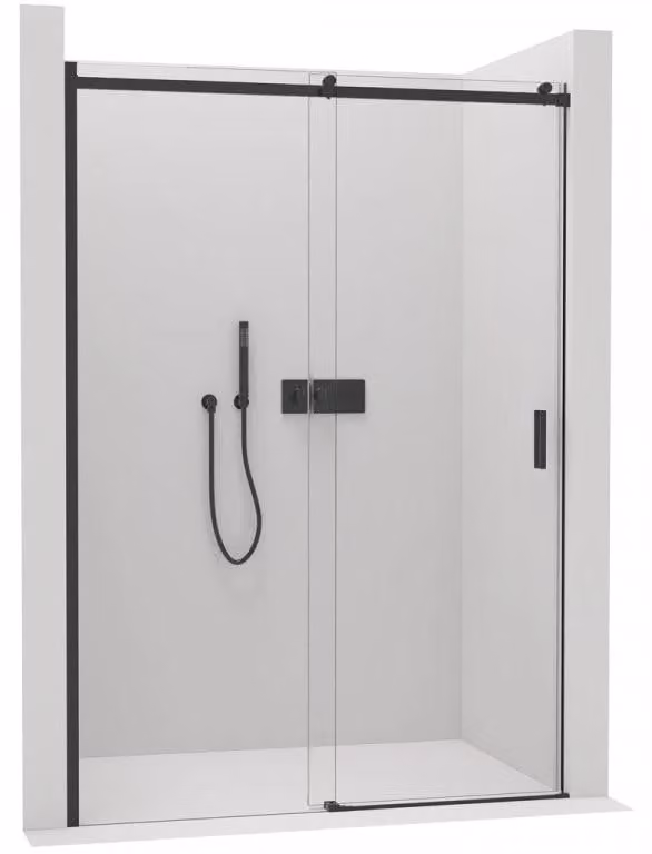 Porta scorrevole per box doccia Santoro, sinistra/destra - 8 mm - vetro trasparente nero opaco - 100x195 cm
