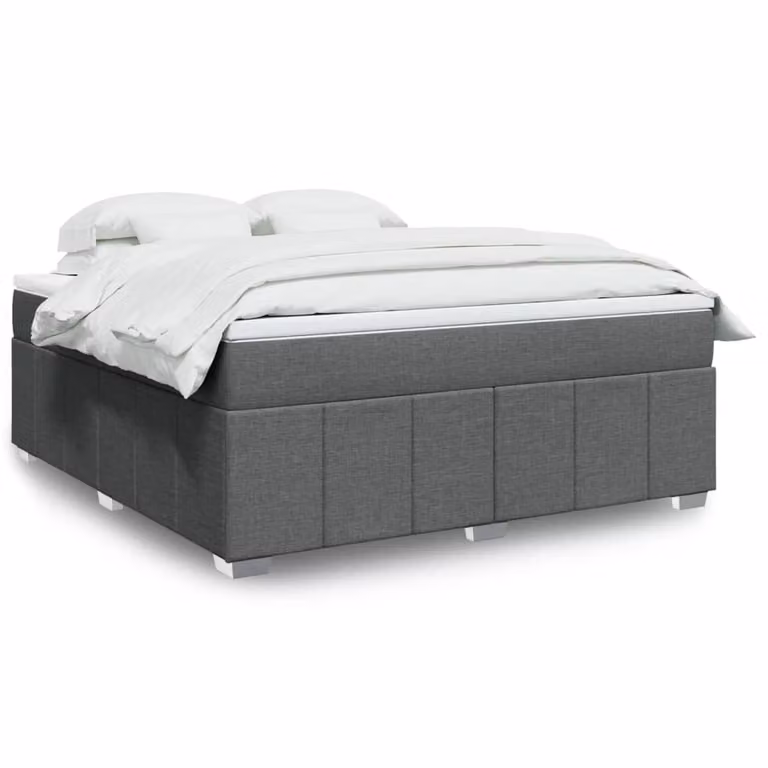 vidaXL Giroletto a Molle con Materasso Ibrido in Tessuto Grigio e Bianco, L/P: 180 x 200 cm