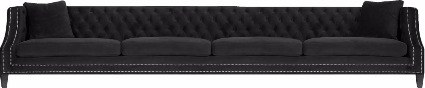 Schwarz Viersitzer Sofa Couch Modern Chesterfield Textil Wohnzimmer
