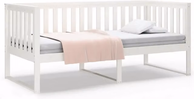 Letto singolo | Letto per adulti | Dormeuse senza Materasso Bianca 90x200 cm Legno Massello Pino