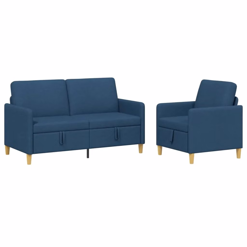 Set di 2 divani moderni vidaXL con contenitore e seduta sollevabile in tessuto blu e marrone per il tuo soggiorno – 2