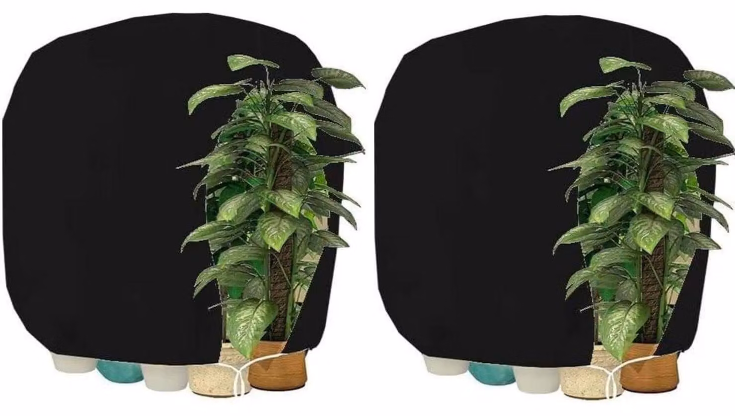 Copertura protettiva invernale per piante, telo a forma di tenda, 190x220 cm, colore nero, confezione da 2 pezzi, traspirante, resistente agli strappi