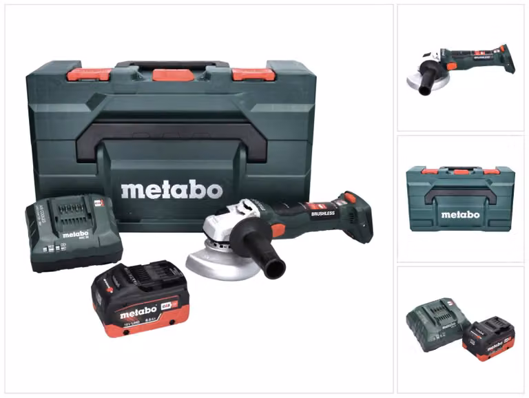 Metabo W 18 LT BL 11-125 Smerigliatrice angolare a batteria 18 V 125 mm senza spazzole + 1x batteria 8,0 Ah + caricatore + metaBOX