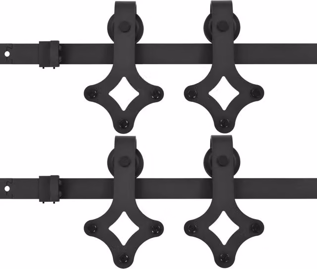 Kit di 2 Binari per Porte Scorrevoli in Acciaio Inox Nero Opaco CFW4518192 Lunghezza: 183 cm – 1