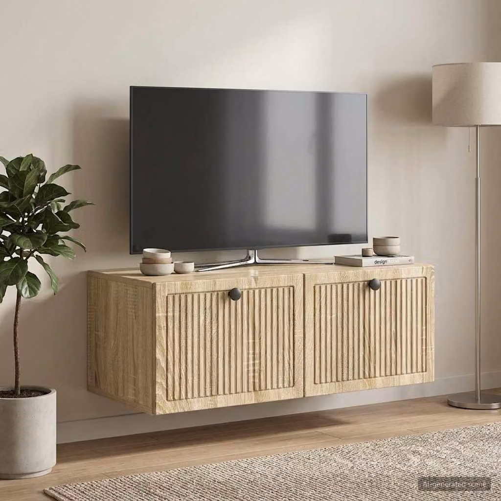 vidaXL Mobile Porta TV da Muro Moderno in Legno Rovere Sonoma Marrone L: 78,5 cm, P: 41 cm, H: 30 cm