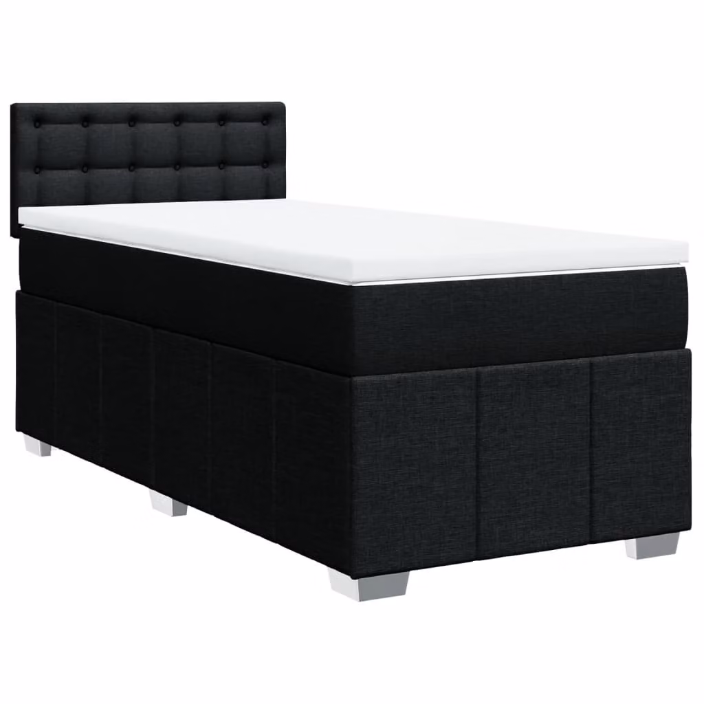 Giroletto a Molle con Materasso Nero 90x200 cm in Tessuto