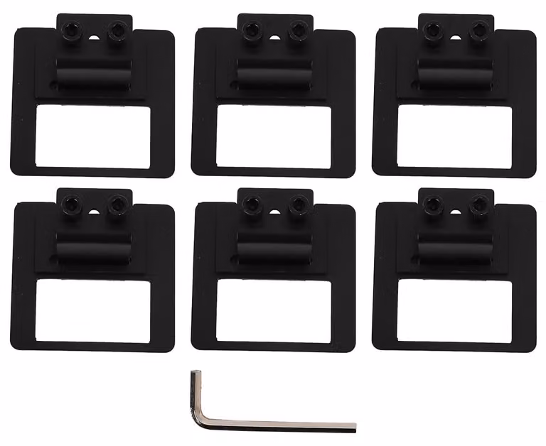 Set di 6 supporti antiscivolo per materasso, in metallo, colore nero, dimensioni 8x7,5 cm