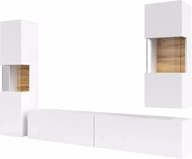 Set completo da salotto EVA 3 mobili bianco e quercia design moderno