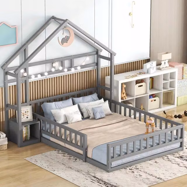 Letto singolo per bambini - Xylo - 140x200 cm - Grigio