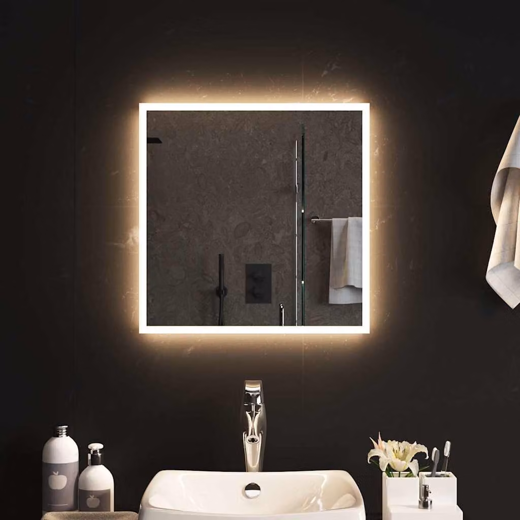 Specchio da bagno moderno vidaXL con luci LED bianco, L 50 cm x H 50 cm
