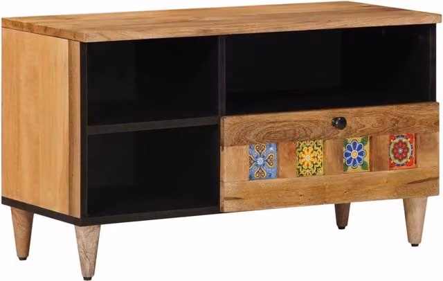 Mobile TV-Credenza per TV Naturale 80 x 33 x 46 cm Legno di mango massello 614883