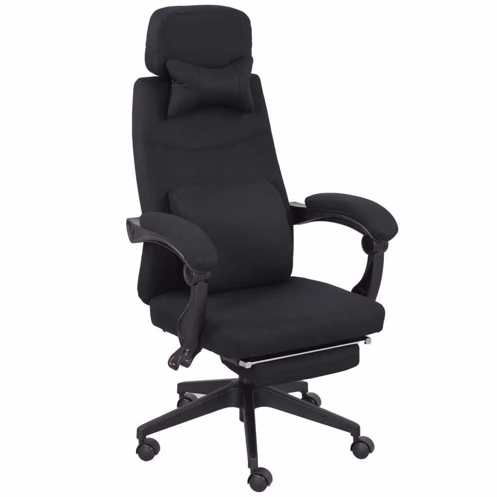 Sedia da ufficio reclinabile Zephmum nera con poggiapiedi, rotelle e poggiatesta, L: 62 cm, P: 68 cm, H: 127 cm – 2