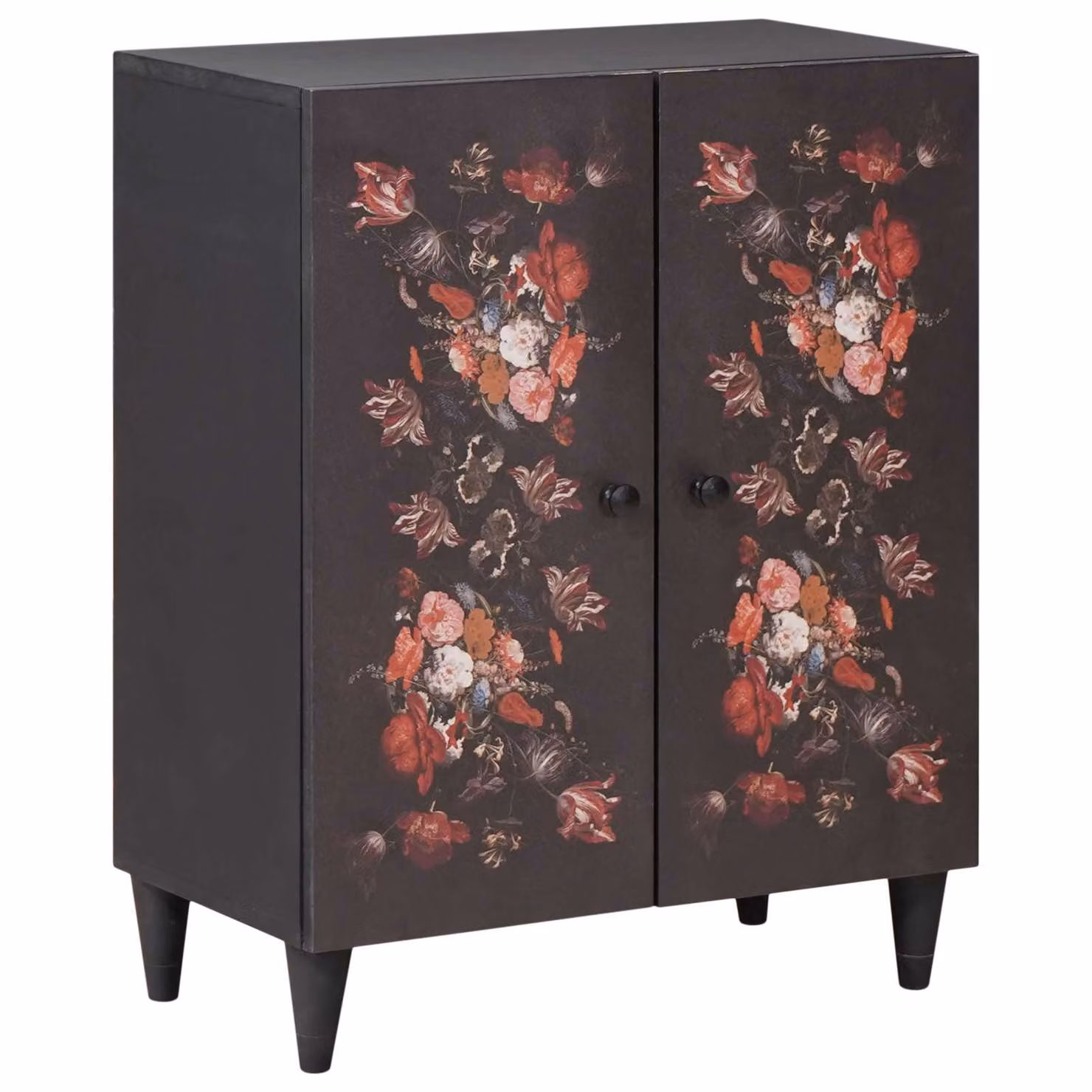 Armadio da stoccaggio vidaXL in legno di mango massello con ante a battente, multicolore e nero, L: 60 cm, P: 33 cm, H: 75 cm