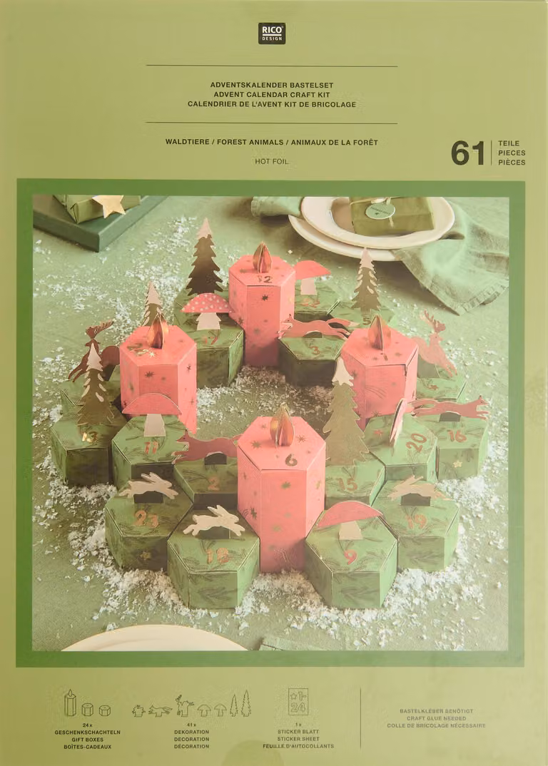 Kit per creare un calendario dell'Avvento a tema animali del bosco, Mix