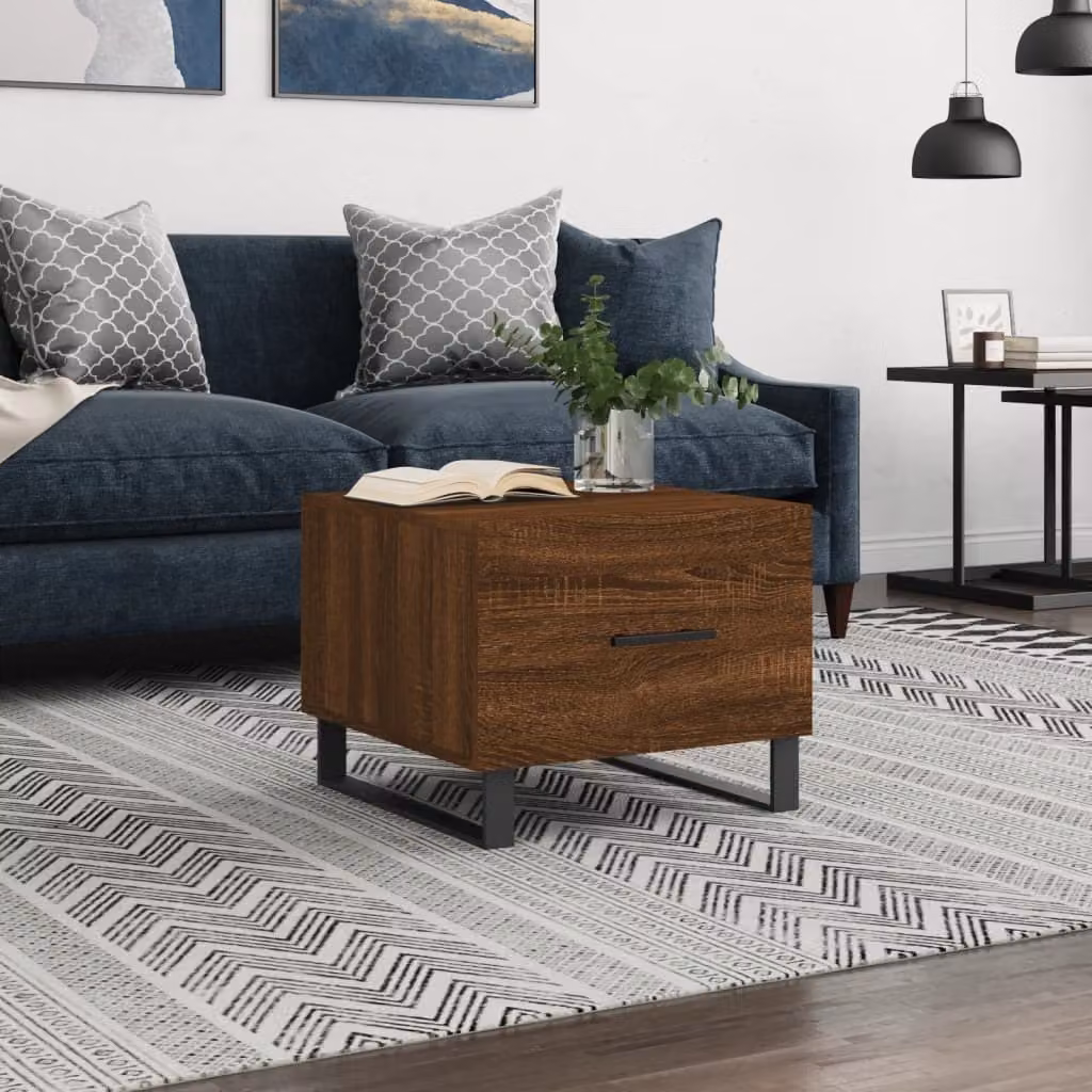 Tavolino The Living Store in rovere marrone 50x50x40 cm materiale a base di legno