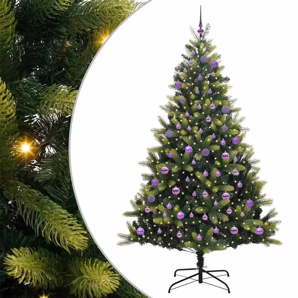 Albero di Natale Artificiale a Cerniera vidaXL Verde con 300 LED Bianco Caldo – 2