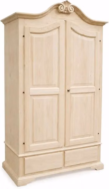 Armadio classico Mobili 2G in legno grezzo marrone con 2 ante e 2 cassetti L: 122 cm, P: 60 cm, H: 204 cm – 3