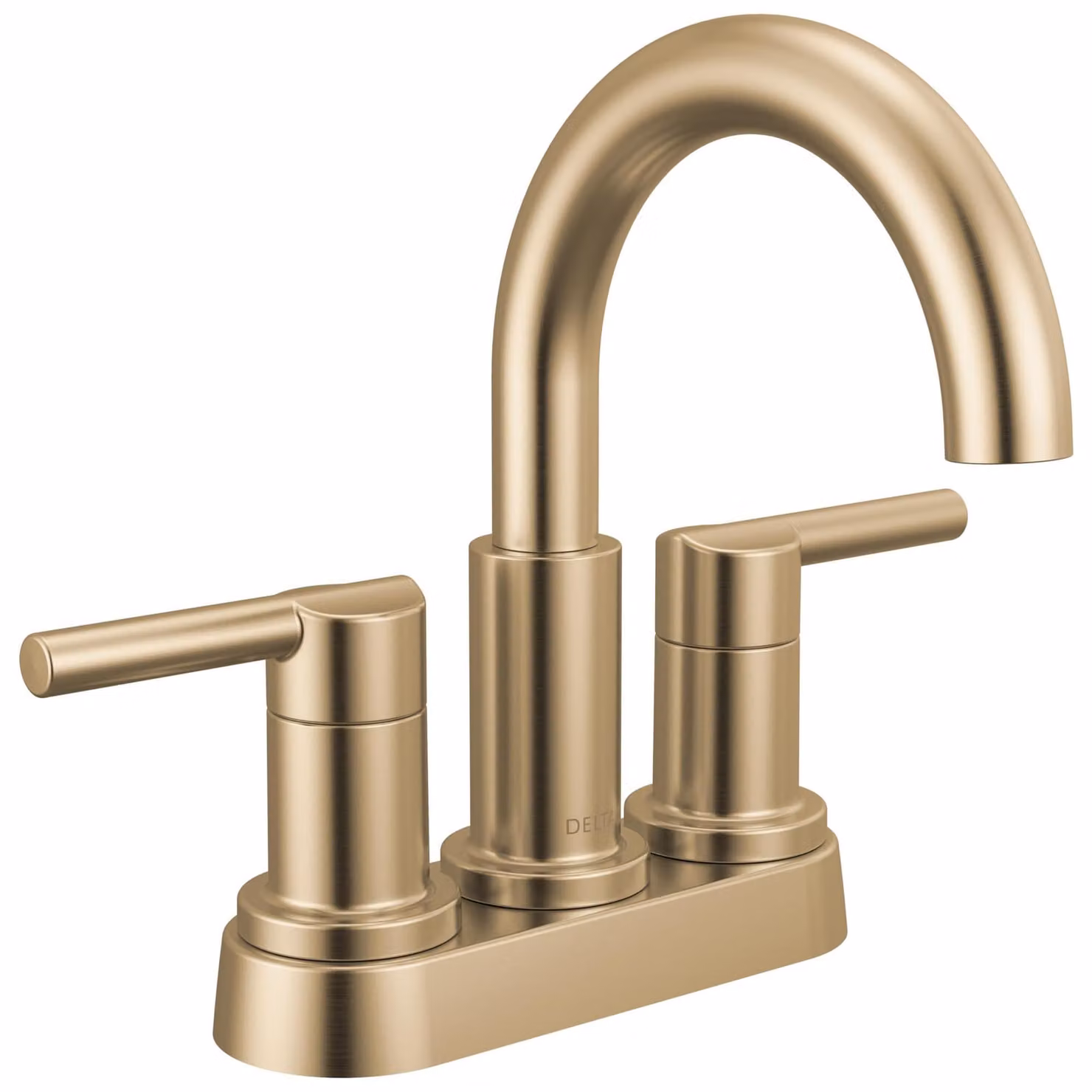 Miscelatore per lavabo a due maniglie, finitura bronzo champagne, 3 fori, in ottone