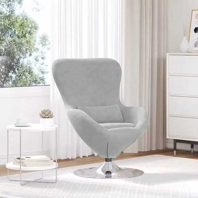 Divano Sedia-Poltrona uovo Grigio chiaro Velluto