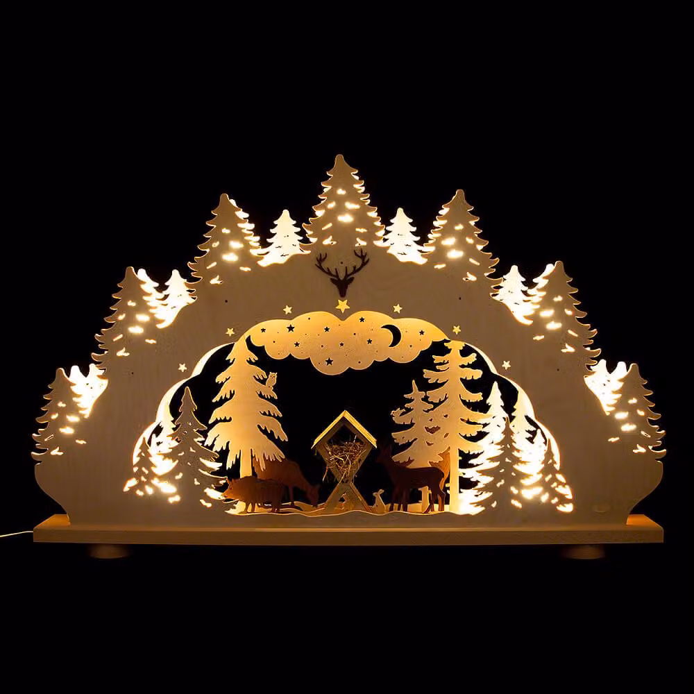 Arco di candele LED animali della foresta Illuminazione LED naturale LxAxP 112x71x10cm NUOVO
