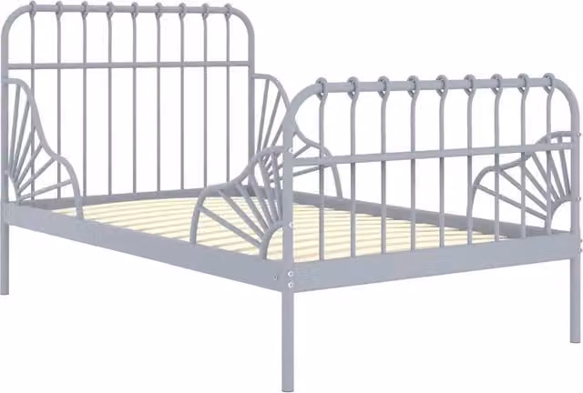 Letto da camera moderno DESIGN IN in metallo laccato grigio con struttura rigida e doghe fisse L/P/H: 200 x 134,4 x 83,5 cm