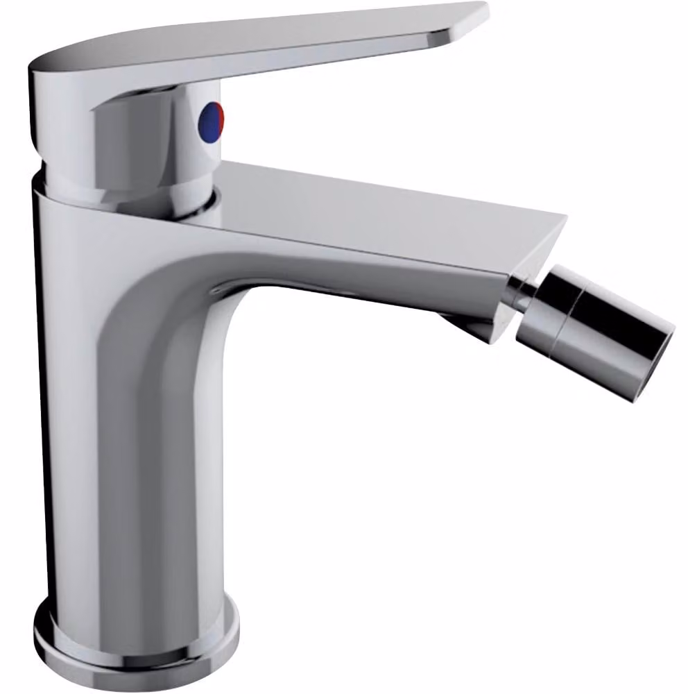 Schläfer 26505015 | Miscelatore Monocomando per Bidet Bagno serie Leonardo con Scarico automatico 1 1/4, Rubinetto Monoforo Cartuccia diam35mm Cromo Argento, Italy