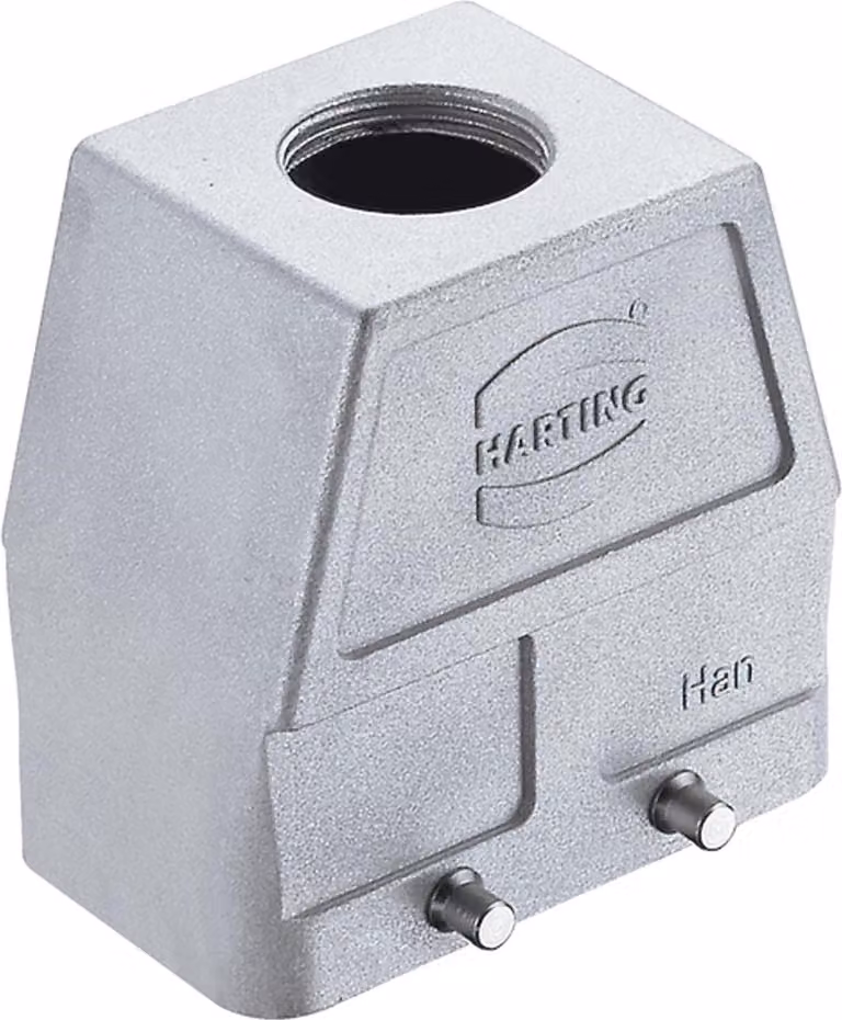 HARTING Han 10B EMC / High Temp Contenitore tubolare alto, 1xPG21 uscita cavo diritta, per 2 staffe (nella parte inferiore)