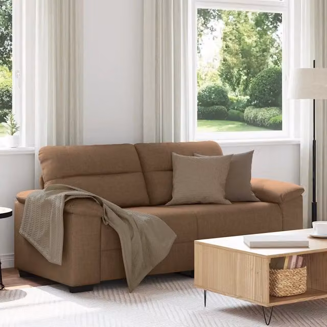 Divano moderno vidaXL in tessuto marrone con cuscini per soggiorno L: 180 cm, P: 81 cm, H: 84 cm – 1