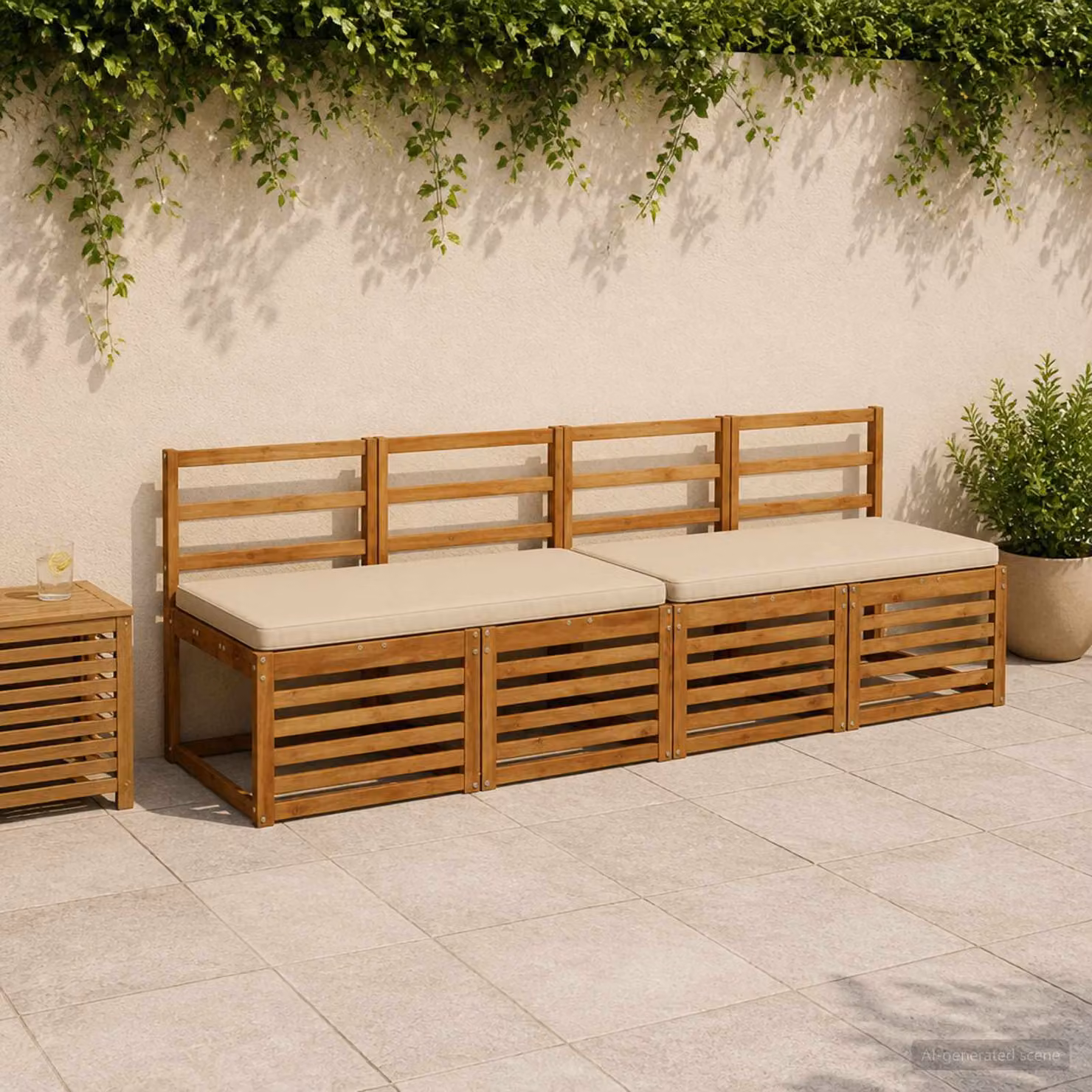 Set di 2 cuscini per panchina vidaXL VUGHT in poliestere beige con rivestimento rimovibile e resistente ai raggi UV