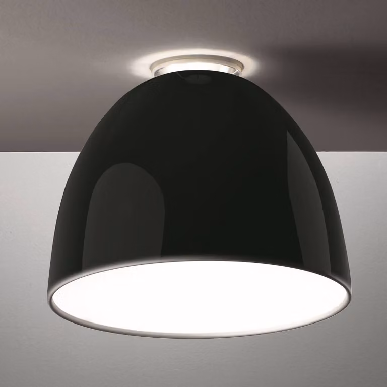 Artemide Plafoniera di design Nur Mini Gloss, dimmerabile, Nero, Soggiorno / Sala da pranzo, Alluminio, Design, Plafoniera