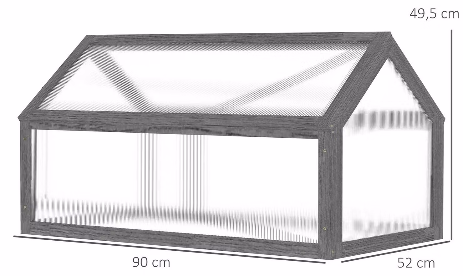 Mini serra in legno - Tappeto di semina - 90×52×49,5 cm - Compatta - Grigio