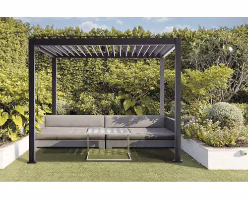 Pergola Mirador Basic, pilastri di 8,8 x 8,8 cm, dimensioni 300 x 300 x 240 cm, colore nero