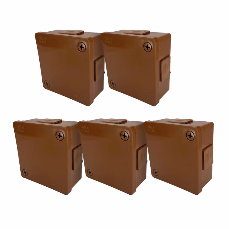 5x scatola da incasso 86x86x40mm IP55 4 ingressi cavi 2 viti, gommini marrone VP-21 EDO777908 EDO Technic