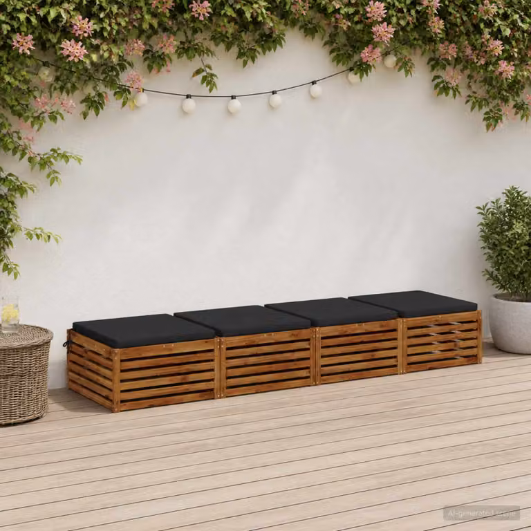 Set di 4 cuscini per sedia vidaXL SOEST in poliestere con imbottitura in schiuma, lavabili e resistenti ai raggi UV, disponibili in blu o nero