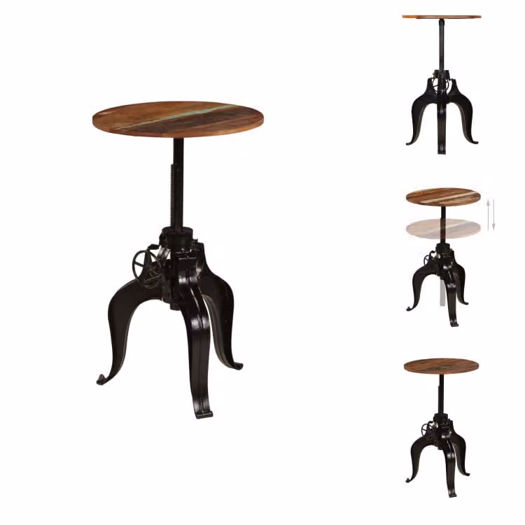 vidaXL Tavolo da bar in legno massiccio antico 60x(76-110) cm - Tavoli da pranzo
