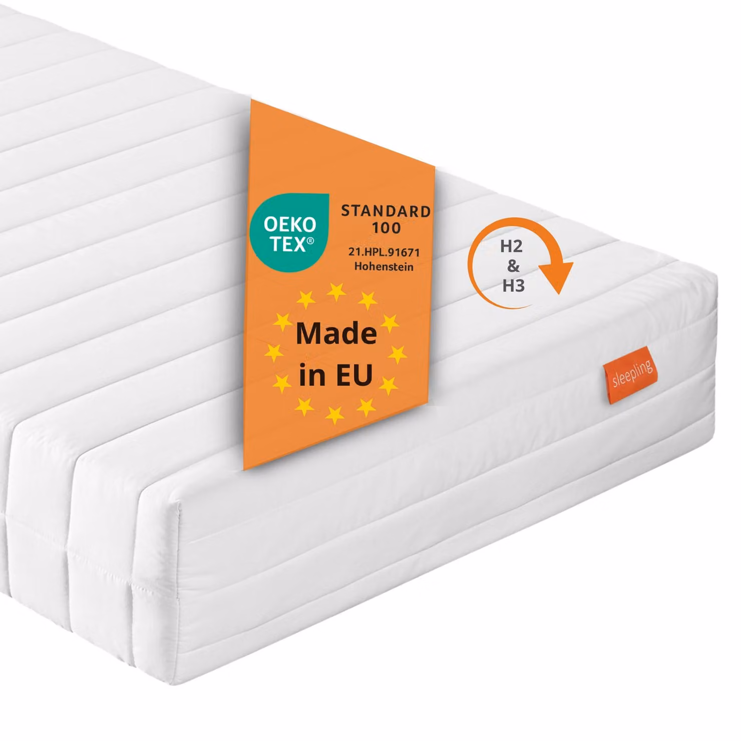 materasso ergonomico a 7 zone in schiuma fredda, 140 x 200 cm, H2 & H3, 21 cm, livello di rigidità duo, materasso reversibile, sleepling PureComfort