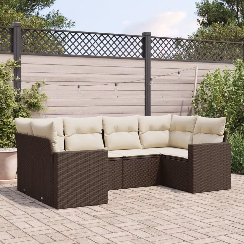 Maison Exclusive - Set Divano da Giardino 6 pz con Cuscini Marrone in Polyrattan
