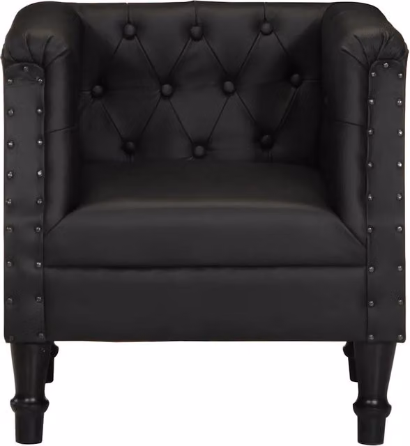 Divano Sedia-Poltrona Nera in Vera Pelle 300986