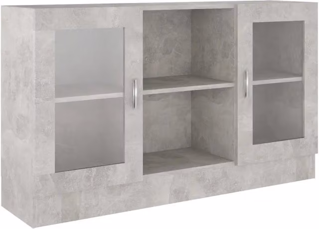 Armadietto Vetrina DESIGN IN Grigio con Ante in Vetro e Ripiani Interni, L/P/H: 120 x 30,5 x 70 cm