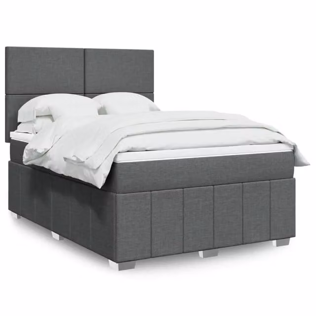Giroletto a Molle con Materasso Grigio Scuro 140x190 cm Tessuto 3293957
