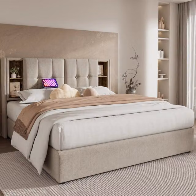 letto imbottito lino naturale 160 x 200 cm