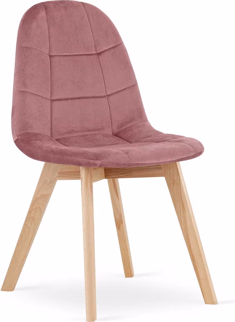 Sedia da sala da pranzo, da ufficio o da cucina, sedia imbottita, seduta in velluto con gambe in legno di faggio, portata massima 120 kg, velluto rosa scuro, 1 sedia