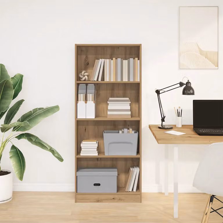 Libreria moderna vidaXL in legno Rovere marrone con pannello posteriore L: 60 cm, P: 24 cm, H: 143 cm